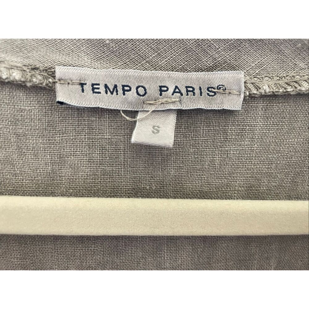 Tempo Paris Gray Linen Midi Dress Women’s Size Small Lagenlook, Boho Festival - Picture 3 of 5